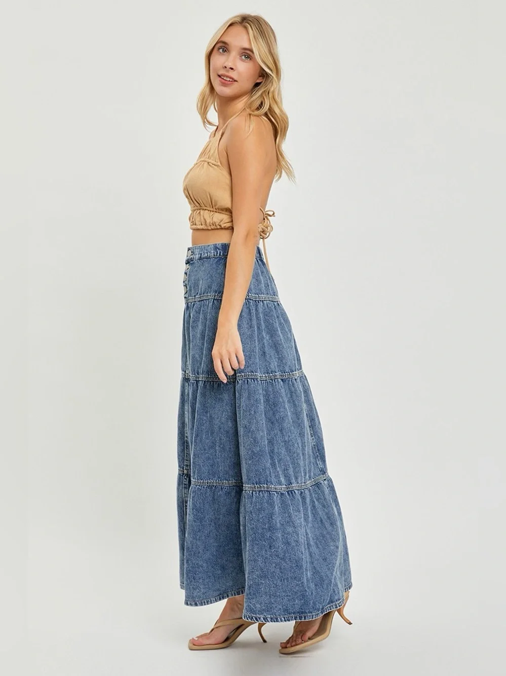 RISEN High Rise Ruffle Long Skirts - Picture 4 of 6
